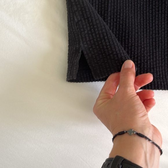 Madewell Seersucker Apron Tank Top, Black, Size XS - Picture 3 of 6